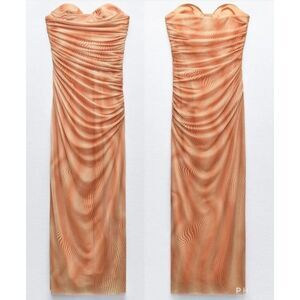 NWT Zara Strapless Printed Tulle Dress Size S